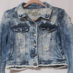 Hippie Laundry Cropped Distressed Jean Jacket L